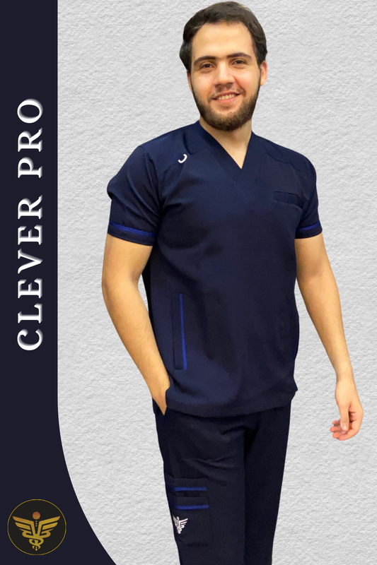 Unisex Clever Pro Short-Sleeve Medical Scrub (V-Cut) – Dark Blue