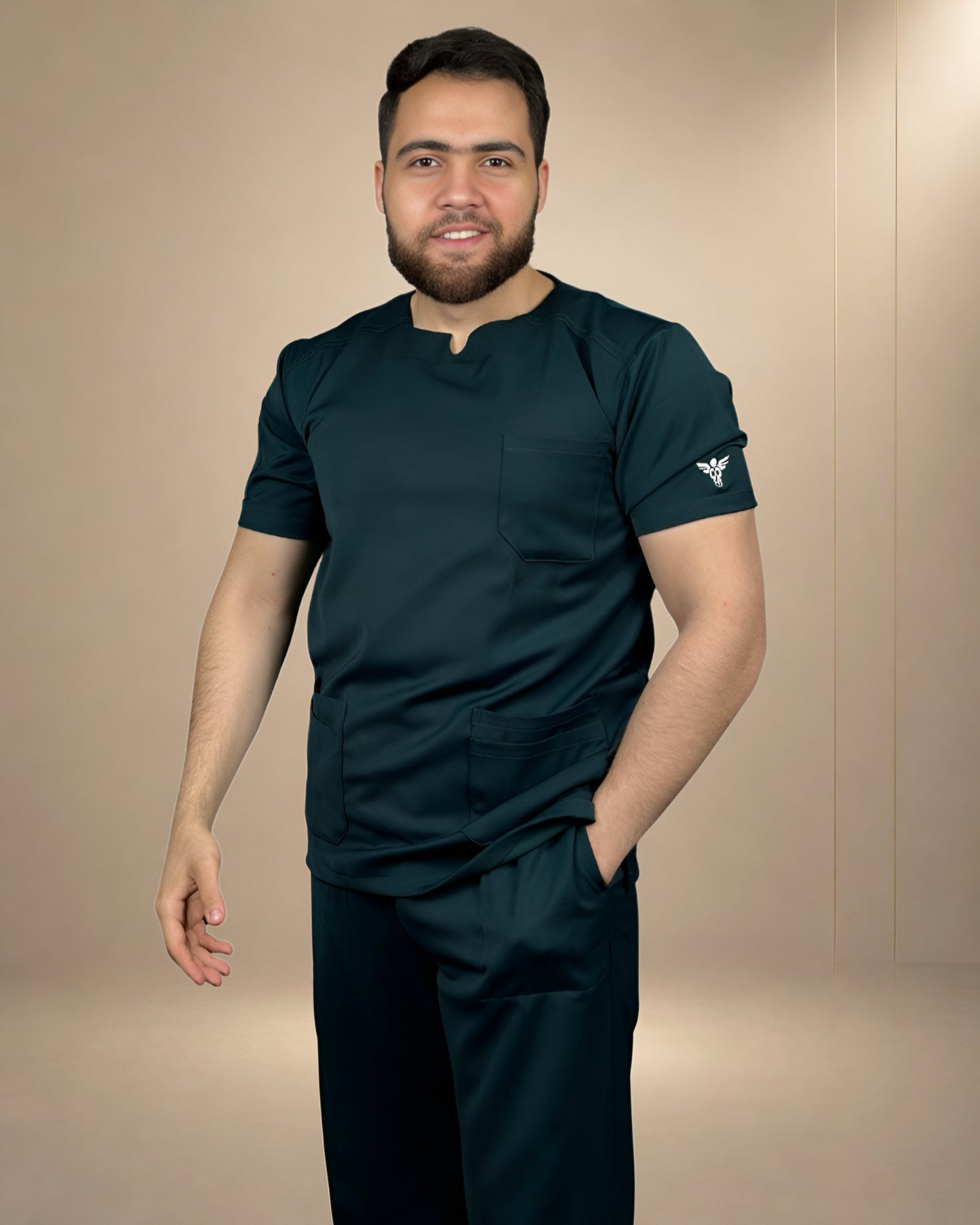 Unisex Clever Active Short-Sleeve Medical Scrub (Round - Cut) – Dark Teal