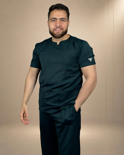 Unisex Clever Active Short-Sleeve Medical Scrub (Round - Cut) – Dark Teal