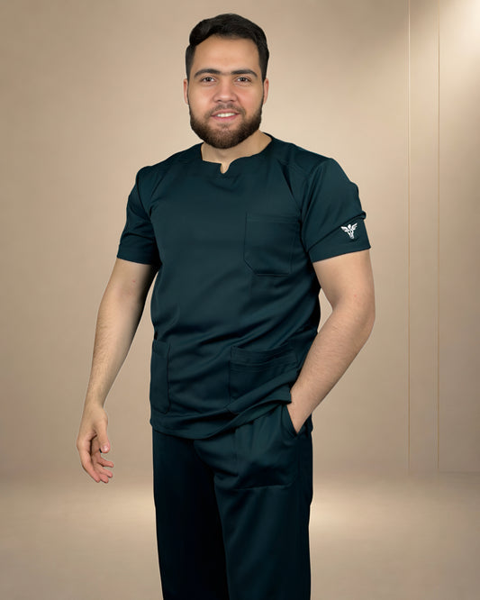 Unisex Clever Active Short-Sleeve Medical Scrub (Round - Cut) – Dark Teal