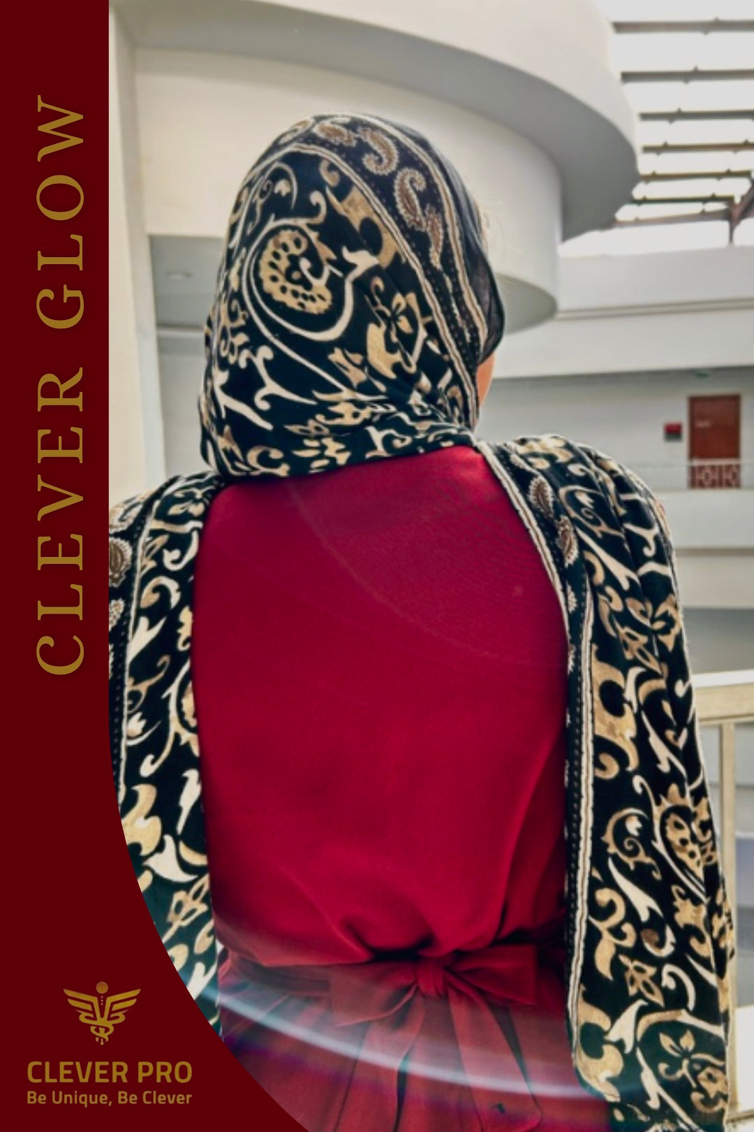 Clever Glow Long-Sleeve Medical Scrub ( Female Cut ) – Burgundy