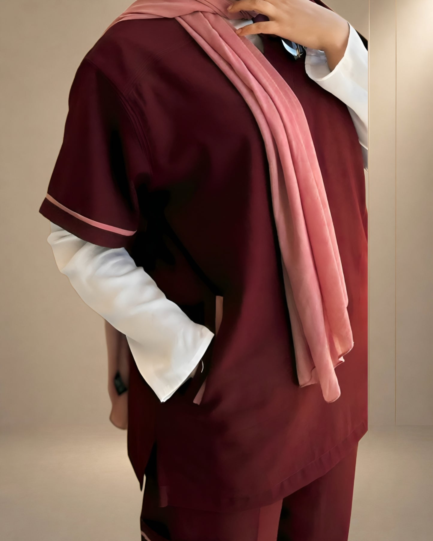 Unisex Clever Pro Short-Sleeve Medical Scrub (V-Cut) – Burgundy