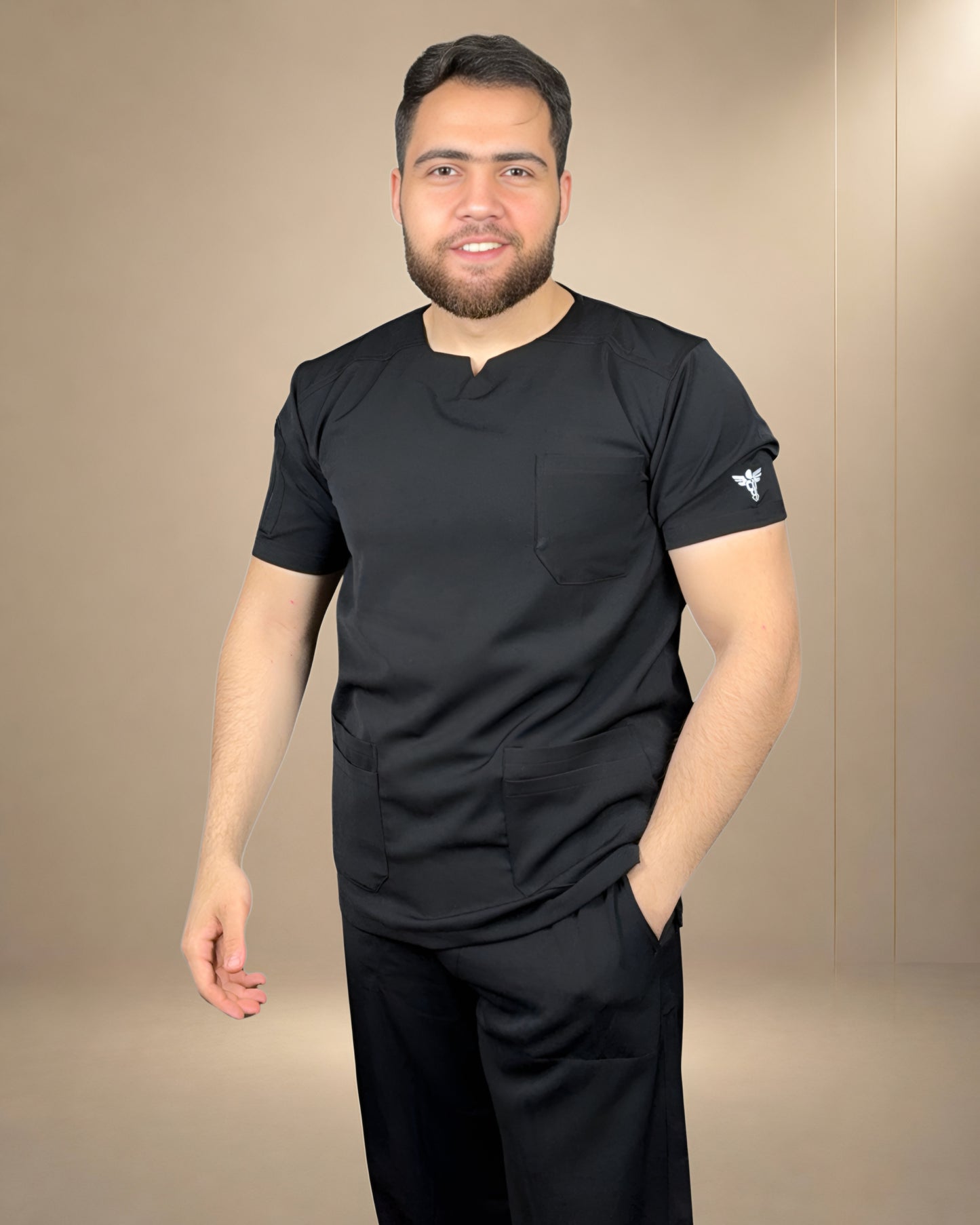 Unisex Clever Active Short-Sleeve Medical Scrub (Round - Cut) – Royal Black