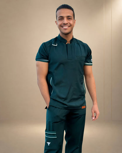 Unisex Clever Pro Short-Sleeve Medical Scrub (Half Collar) – Dark Teal