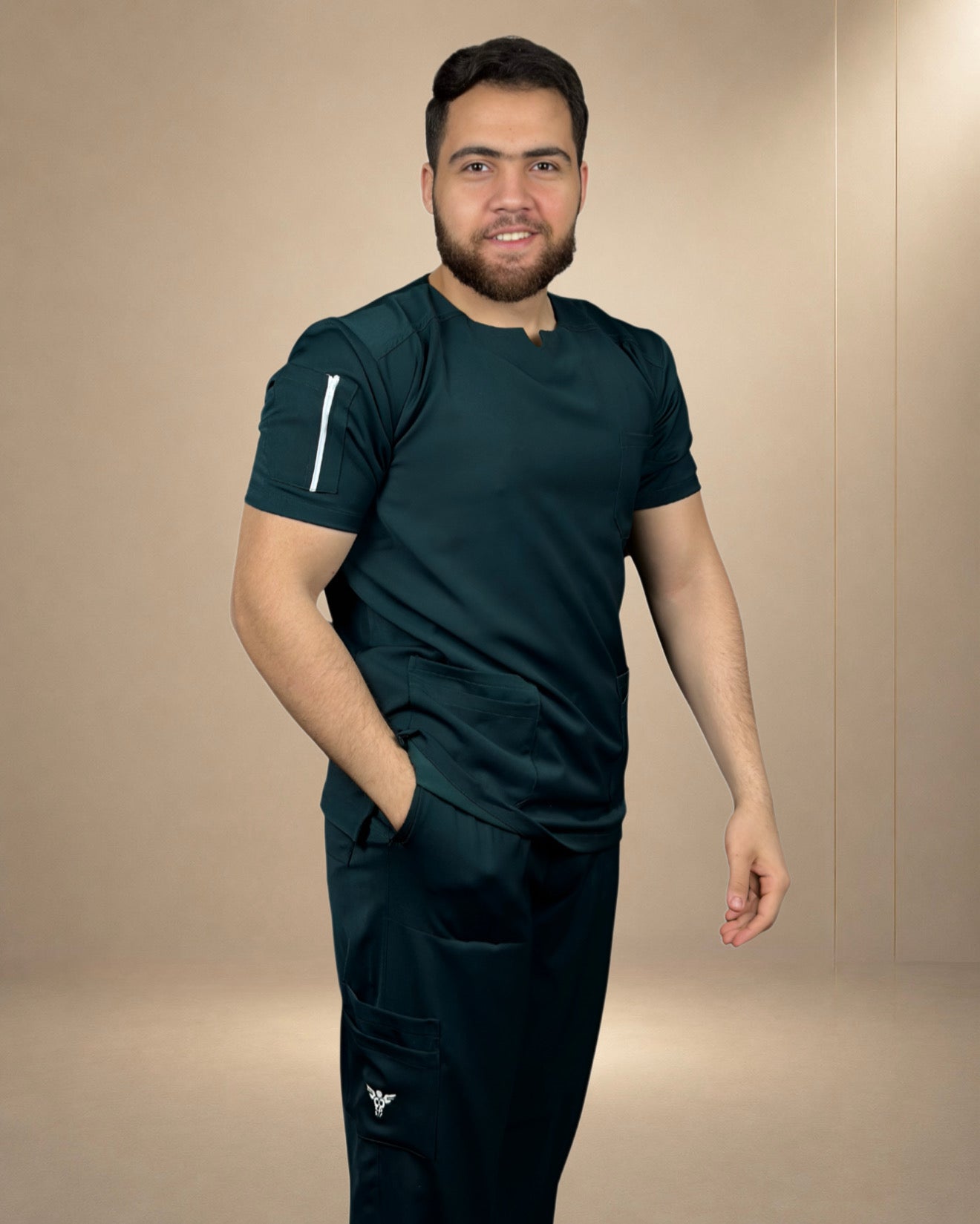 Unisex Clever Active Short-Sleeve Medical Scrub (Round - Cut) – Dark Teal