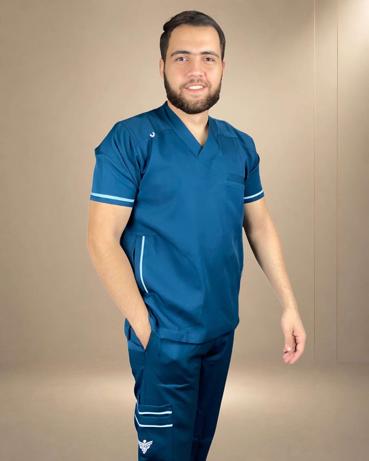 Unisex Clever Pro Short-Sleeve Medical Scrub (V Cut) – Petrol Blue