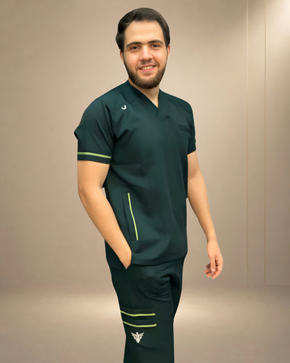 Unisex Clever Pro Short-Sleeve Medical Scrub (V Cut) – Emerald Green