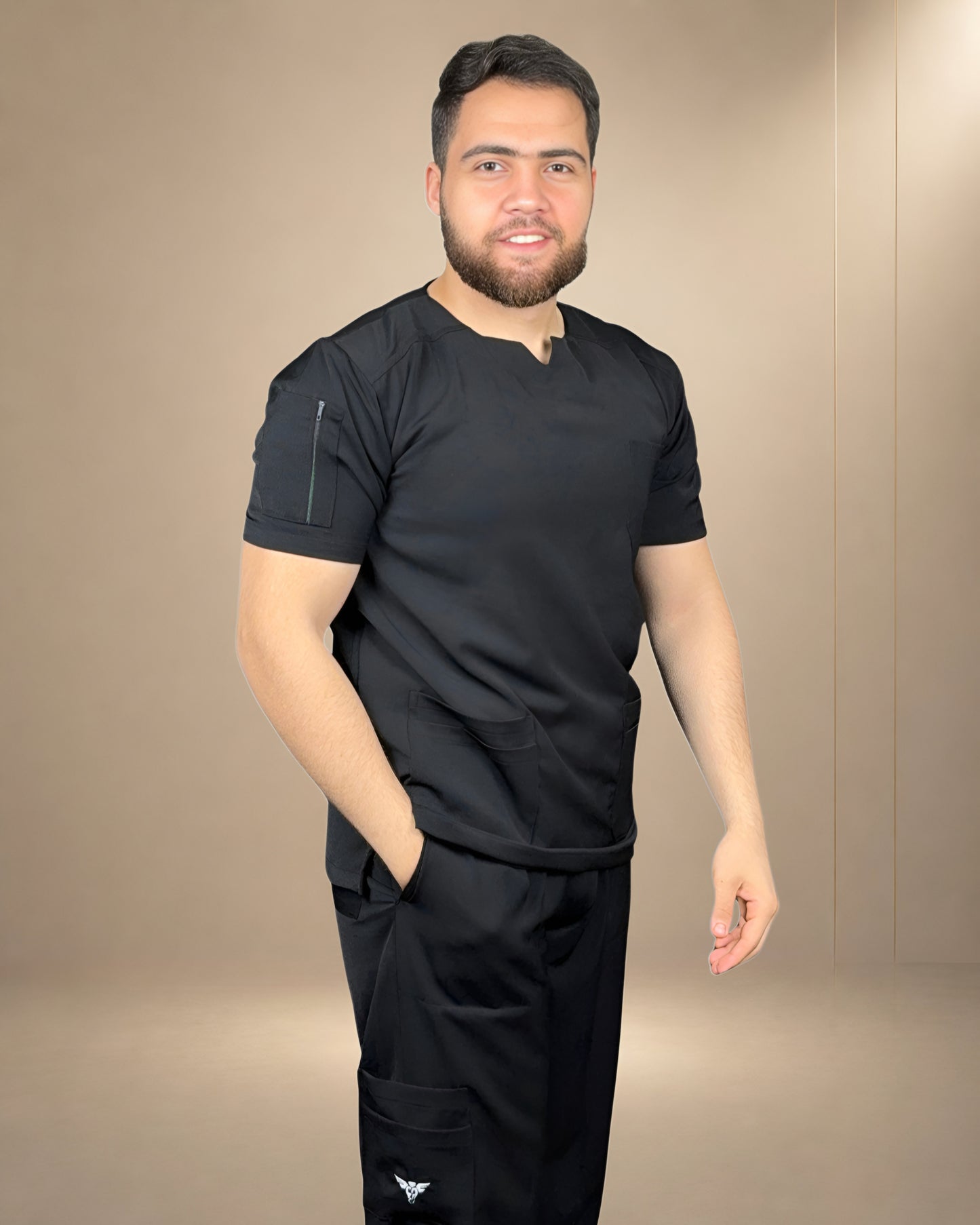 Unisex Clever Active Short-Sleeve Medical Scrub (Round - Cut) – Royal Black