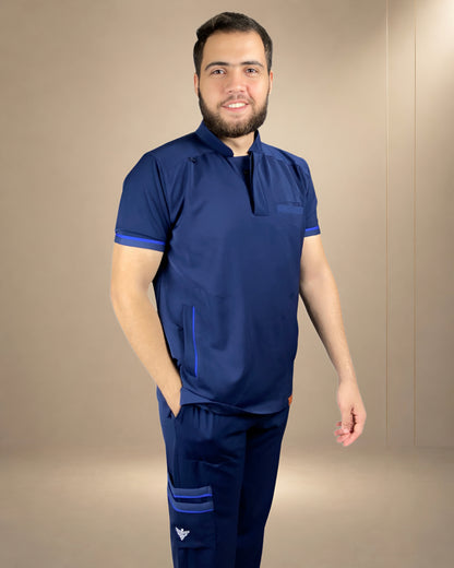 Unisex Clever Pro Short-Sleeve Medical Scrub (Half collar) – Dark blue
