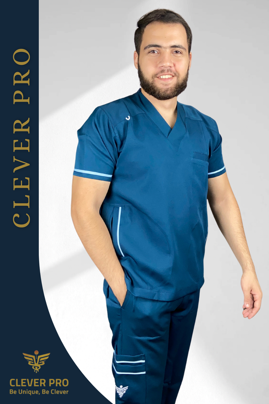 Unisex Clever Pro Short-Sleeve Medical Scrub (V Cut) – Petrol Blue