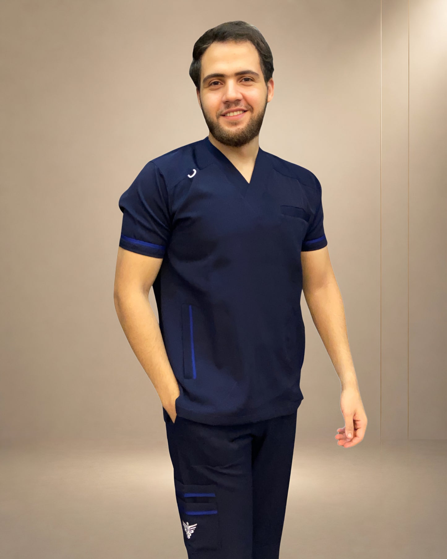 Unisex Clever Pro Short-Sleeve Medical Scrub (V-Cut) – Dark Blue