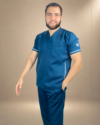 Unisex Clever Pro Short-Sleeve Medical Scrub (V Cut) – Petrol Blue