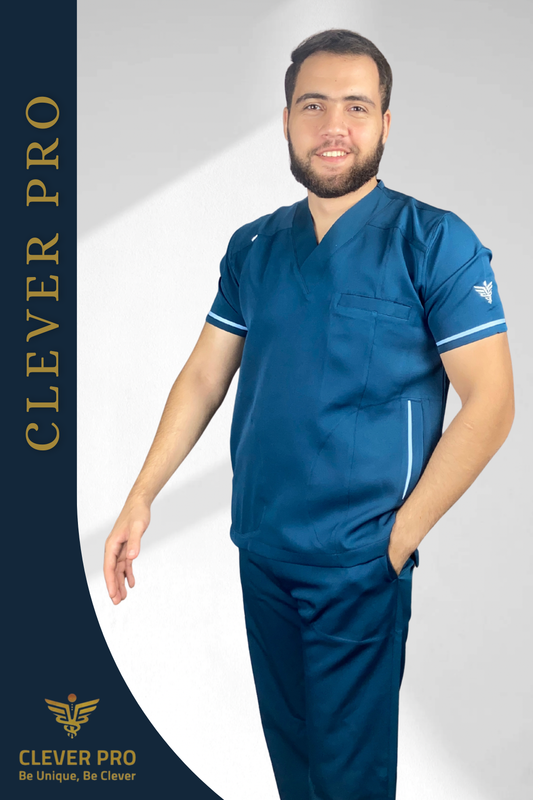Unisex Clever Pro Short-Sleeve Medical Scrub (V Cut) – Petrol Blue