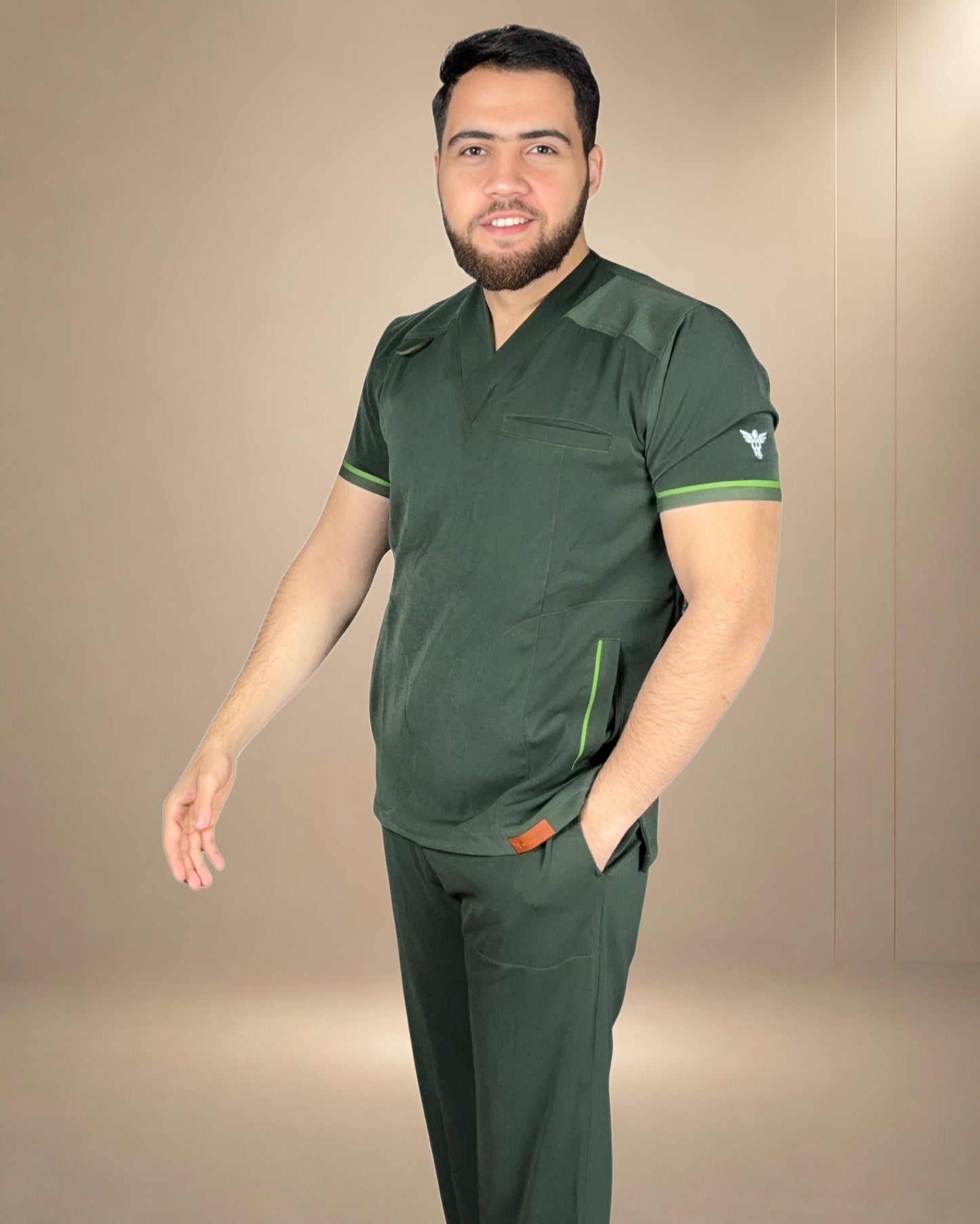 Unisex Clever Pro Short-Sleeve Medical Scrub (V Cut) – Military Olive