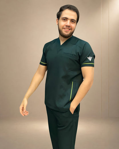 Unisex Clever Pro Short-Sleeve Medical Scrub (V Cut) – Emerald Green